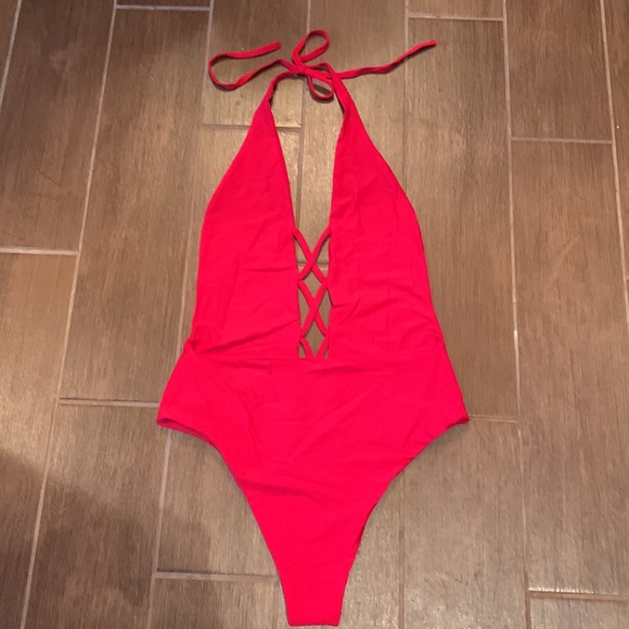 SUPER SEXY and soft red bodysuit perfect by itself or under jeans or pants - Picture 2 of 3